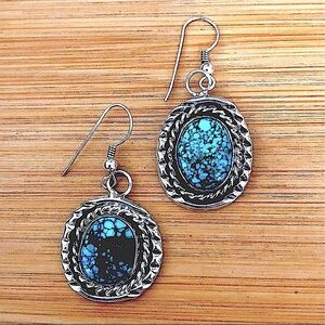 $82  Signed Native American Southwest Estate Earrings  Marked EJ STERLING